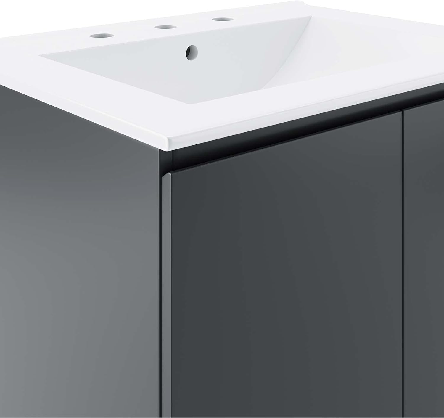 Modway Gray and White Bryn Wall-Mount Bathroom Vanity EEI-5777-GRY-WHI