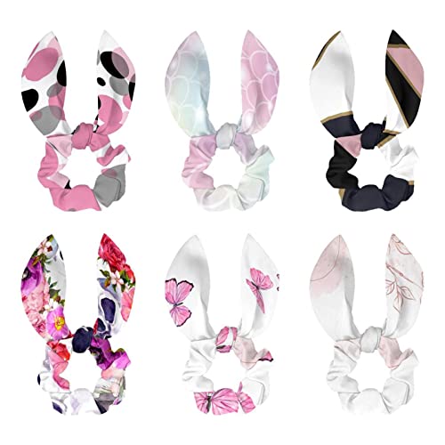 Chouchous à cheveux avec nœud papillon : coffret cadeau de 6 accessoires fleur rose femme