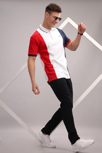 Image of ADRO Men's 100% Cotton Regular Fit Polo T-Shirt