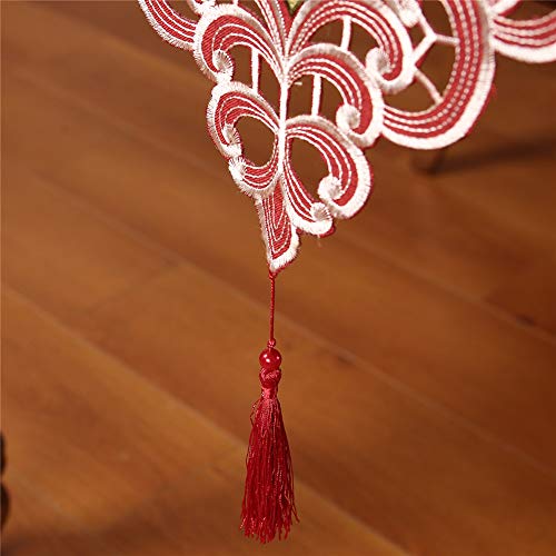 Chemin de table brodé rouge anti-plis décoration table Noël chic