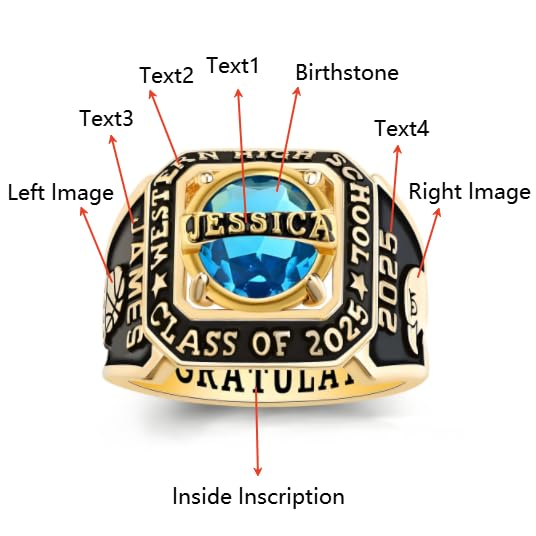 Premium Black Custom Class Ring 925 Sterling Silver or 10K Customized High School College University Men's Class Rings High School College University with Name and Pattern Exquisite Graduation Gifts4