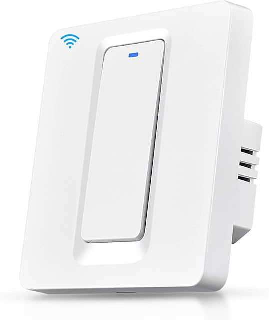 XUELILI WiFi Water Heater Switch, Immersion Heater Smart Timer Switch, Voice Control Smart Boiler Button Switch Compatible with Alexa and Google Assistant, White, 4000W, 20A, DS-102BWN