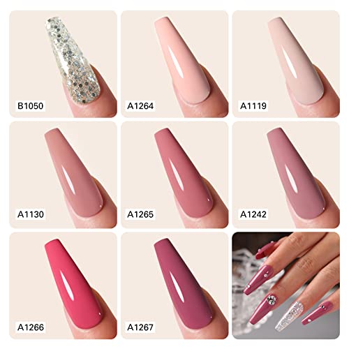 Gel Nail Polish Kit With Uv Light Starter Kit Professional 48W Nail Lamp Base Gel Top Coat, Soak Off Pastel Gel Polish Set Art Manicure Kit Nail Salon Diy Home Nail Art Decorations（8+3 Kit15-Glitter） #TOP2