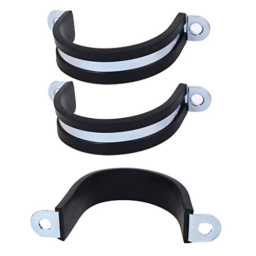 Aexit 50mm EPDM Clamps Rubber Lined U Shaped Pipe Tube Strap Clamps Clips Strap Clamps Fasteners 3pcs