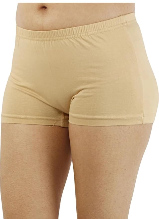 Women's Mid Rise Full Panty Cotton Boy Shorts Boxer Brief Cotton Crotch Style Underwear Waistband | Daily use Underwear Pack of 1 (in, Alpha, S, 1, Skin (Beige))-picture-40