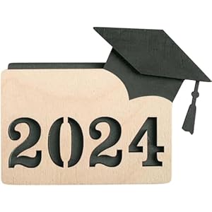 Gift Card Holder for Graduate, Graduation Card Holder 2024, Class of 2024 Gifts, Wooden Graduation Card Box, Multi Card Case Grad Card Organizer Case (Black or Golden Random)