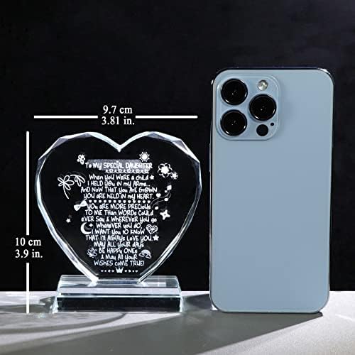 Gifts for Daughter from Mum or Dad, Glass Heart Shaped Keepsake with Blessings, Novelty Crystal Sign Birthday Presents for Girls Daughter on Graduation Christmas