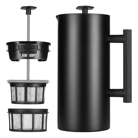 ESPRO - P6 French Press - Double Walled Stainless Steel Insulated Coffee and Tea Maker, 32 Ounces, Matte Black Cover