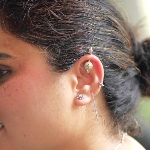 Image of Quirksmith 925 Sterling Silver Bugadi Earrings /Helix Piercing Studs with 925 Stamp And Certificate Of Authenticity /Gift for women