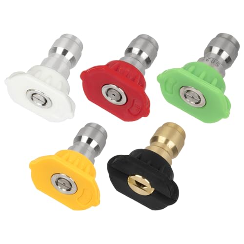 kclkda 5PCS Pressure Washer Spray Nozzle Tips, Quick Release Pressure Nozzle Tips 1/4 Inch Jet Wash Nozzle, Multiple Degrees High Pressures Washers Tip for Car Garden Cleaning, 2.5 GPM