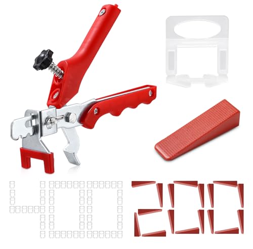 601 Piezas Niveladores de Azulejos Cuñas Niveladoras 2 mm de Ancho Ayuda a la Colocación 400 Lengüetas + 200 Cuñas + 1 Pinza Para la Ayuda a la Colocación de Baldosas