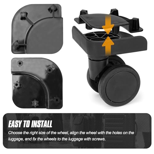 Zoofen Luggage Replacement Wheels 2 pcs Black Suitcase Replacement Wheels with 5 Screw Holes(ZYJ-036)4