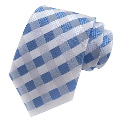 Blue White Plaid Woven Formal Tie Cover