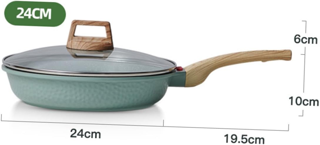 Household Maifan Stone Frying Pan Nonstick Cooking Pan with Lid for Pancakes Omelettes and Eggs for and Quick Cleanup