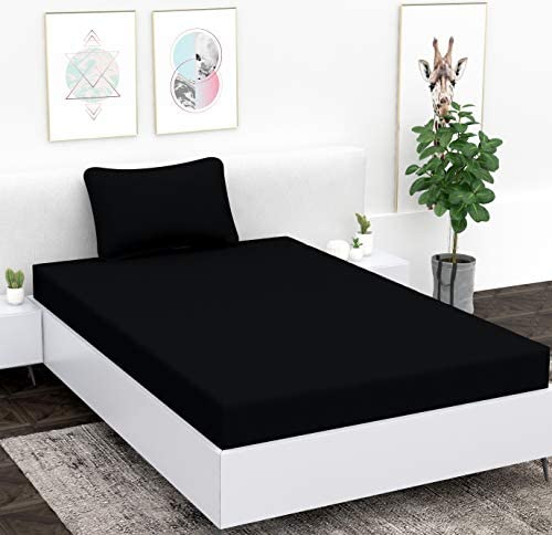 Shri Anand Creations Cotton Fast Colour Solid/Plain Bedsheet For Single Bed With 1 Pillow Cover (Size: 60X90 Inches) -Black, 150 Tc)-image-33