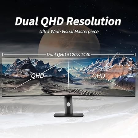 Image of YOGAES 49 Inch Wide Dual QHD (5120x1440) IPS Surface Game Display, 49 Inch montior. HDR 400, Hidden Inside, USB-C, VESA100*100mm, Tilt Height Adjustment Possible, G-Sync (144hz)