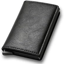 PU Leather Wallet Protects 5 Bank Cards from RFID Scanning and Accidental Contactless Transactions, Black/White, Modern