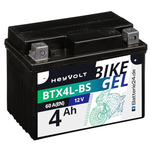 HeyVolt GEL Motorradbatterie 12V 4Ah Rollerbatterie BTX4L-BS YTX4L-BS CTX4L-BS 50314 YT4L-BS