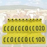Ohrmarken 1–1000 Rinder-Ohrmarken, Kunststoff-Vieh-Ohrmarke, Kuh-Ohrmarken für personalisierte Markierung, Tier-Ohrmarke für Schafe, Rinder, Ziegen, Schweine Yellow 4*5cm (1.57*1.96in) 001-100