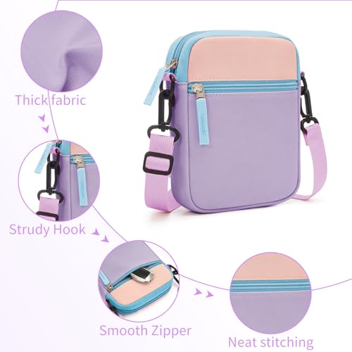 kids purse for girls crossbody bag colorblock purses for kids age 5 6 7 8-10 10-12 purple amp blush pink