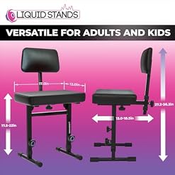 Liquid Stands Banc de Piano réglable – Banc de Clavier de Musique avec Dossier pour support de Clavier de Piano avec Coussin rembourré Noir pour Musiciens - Les Beatles, Paul McCartney, John Lennon, RIngo Starr, George Harrison Liquid Stands Banc de Piano réglable – Banc de Clavier de Musique avec Dossier pour support de Clavier de Piano avec Coussin rembourré Noir pour Musiciens – Image 2