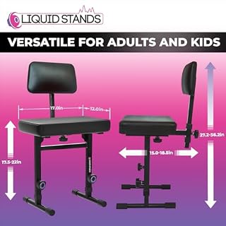 Liquid Stands Banc de Piano réglable – Banc de Clavier de Musique avec Dossier pour support de Clavier de Piano avec Coussin rembourré Noir pour Musiciens - Les Beatles, Paul McCartney, John Lennon, RIngo Starr, George Harrison Liquid Stands Banc de Piano réglable – Banc de Clavier de Musique avec Dossier pour support de Clavier de Piano avec Coussin rembourré Noir pour Musiciens – Image 2