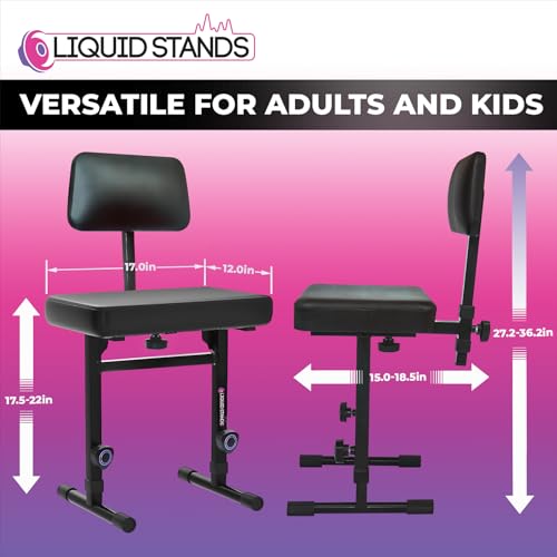 Liquid Stands Banc de Piano réglable – Banc de Clavier de Musique avec Dossier pour support de Clavier de Piano avec Coussin rembourré Noir pour Musiciens - Les Beatles, Paul McCartney, John Lennon, RIngo Starr, George Harrison Liquid Stands Banc de Piano réglable – Banc de Clavier de Musique avec Dossier pour support de Clavier de Piano avec Coussin rembourré Noir pour Musiciens – Image 3