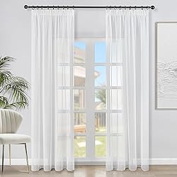 Cortinas Casas Modernas Topfinel Cortinas 140x215 Blancas 2 Piezas para Salon visillos Bohemia translucidas para riel Cortina Moderno para dormitorios de Playa y la casa de Rustica