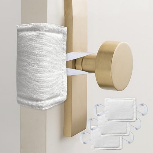 Image of Door Latch Cover Baby Door Silencer Cushion for Slamming, Quiet Lock Cover Closer Durable Material for Light Sleeper Nursery Children - 4x3 inches, White, 3 Pieces