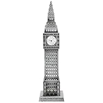 HOMSFOU Vintage Big Ben Statue, Alloy London Big Ben Sculpture Building Model Collectible Figurine for Table Decor(Silver)