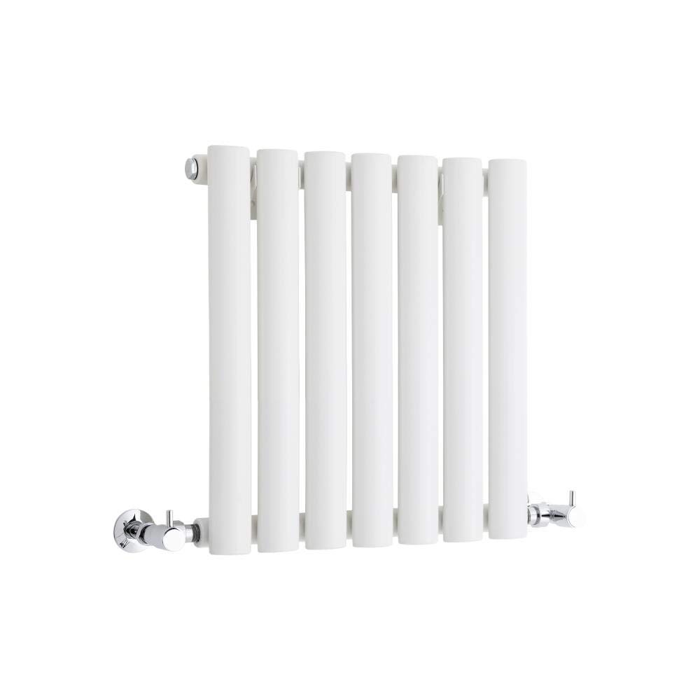 Milano White Aruba Horizontal Single Oval Panel Radiator - 400Mm X 413Mm