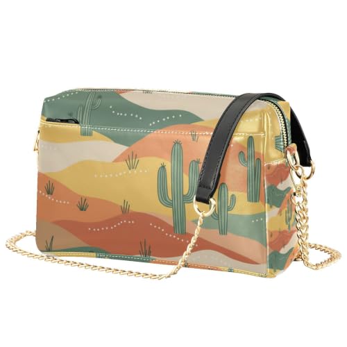Sac à bandoulière en cuir PU motif cactus du désert pour femme Mnsruu élégant