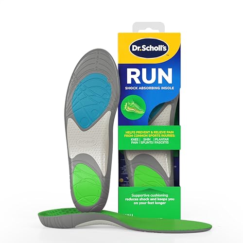 Dr. Scholl's Run Shock Absorbing Insoles - Helps Prevent and Relieve Knee Pain, Shin Splints and Plantar Fasciitis, Designed for Runners, Arch Support Insoles for Running Jogging, UK Shoe Size 3.5-7.5 Dr. Scholl's Run Shock Absorbing Insoles - Helps Prevent and Relieve Knee Pain, Shin Splints and Plantar Fasciitis, Designed for Runners, Arch Support Insoles for Running Jogging, UK Shoe Size 3.5-7.5