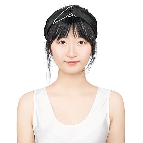 LilySilk Silk Headband 1pc Criss Cross Head Wrap Stylish Perfect for Yoga or Fashion, Workout or Travel, Daily Wear or Hang Out Stretchy Elastic Cute Black