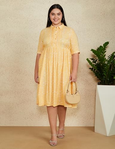 Image of Amazon Brand - Symbol Women Rayon Fit and Flare One Piece Midi Length Dress (Available in Plus Sizes)