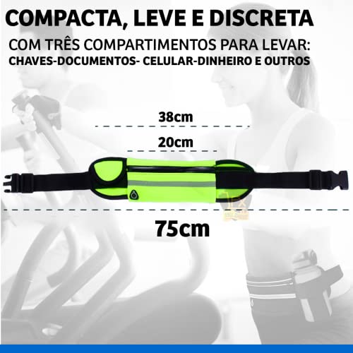 Pochete Esportiva Corrida Porta Celular Garrafa Documento Cinta Fitness Cores (Amarelo)