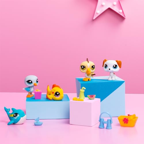 Littlest Pet Shop - Sammler-Set Strandthema - 5 Tiere und Zubehör - Offizielle Lizenz - Set LPS mit niedlichen Tierfiguren - Mini… – Ansicht 5