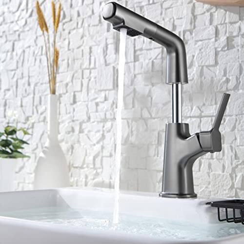 Robinet de lavabo avec douchette extractible pour nettoyer la vasque sans éclaboussures