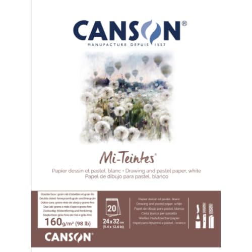 Lot de 5 Bloc 20 feuilles Mi-Teintes® 24x32 160g/m², coloris blanc 335