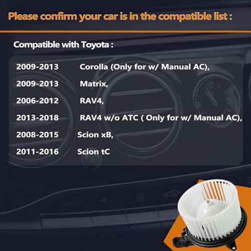 Image of HVAC A /C Heater Blower Motor Compatible with Toyota 2009-2013 Corolla (Only for w /Manual AC), Matrix, 2006-2012 RAV4, 2013-2018 RAV4 (Only for w /Manual AC) 700230