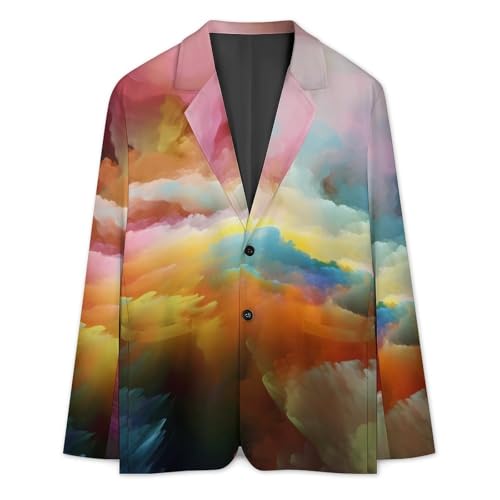 Colorful Gradient Clouds Men's Casual Blazers Slim Fit Sport Coats Blazer Two Buttons Suit Jacket for Work Party3