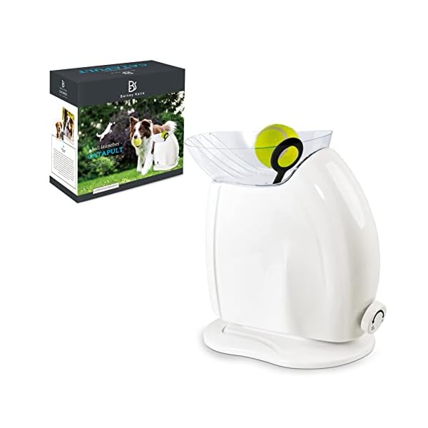 Barney-Katie-Catapult-Automatic-Dog-Tennis-Ball-Launcher-Interactive-Ball-Thrower-Dog-Toys-3-Balls-IncludedOne-25inch-Normal-Tennis-Ball-and-Two-2inch-Tennis-Balls Interactive Ball Thrower for Dogs