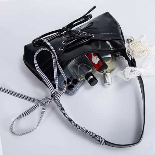 Image of Cute Y2k Purse for Women, Star Embroidery Pattern with Chain Strap Shoulder Bag, Goth Style Cute Mini Purse