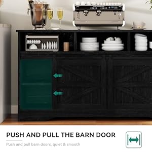 YITAHOME Buffet Sideboard Cabinet with Storage, Sliding Doors & Drawers, 59" Farmhouse Buffet Storage Cabinet for Kitchen, Living Room (Black) YITAHOME Buffet Sideboard Cabinet with Storage Sliding Doors Drawers 59 Farmhouse Buffet Storage Cabinet for Kitchen Living Room Black