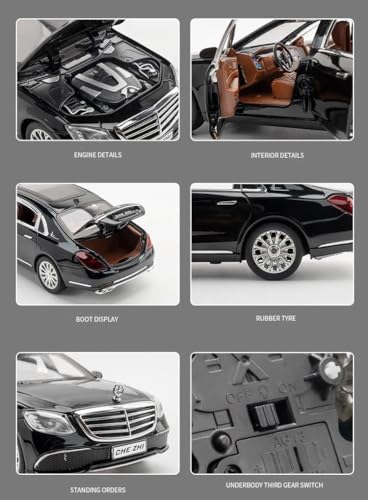 Image of WORSHIPER Big Size 1:24 Merceedes Benz E300 diecast Metal Pullback Toy car with openable Doors & Light, Music Boys car for Kids Best Toys Gifts Toys for Kids (1:24 Merceedes Benz E300-Black Color)