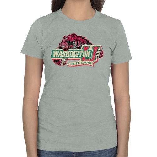 WashingtonSt. Louis Ladies Distressed Logo Vintage Slim Fit TShirt Ash