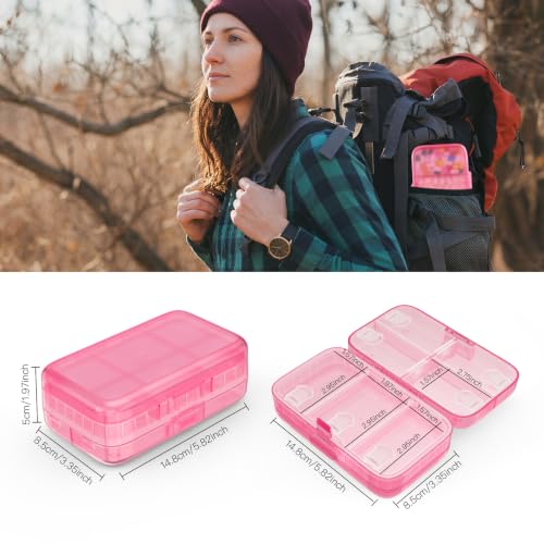 Image of FYY Travel Pill Organizer, Large Weekly Medicine Pill Organizer-Hot Pink