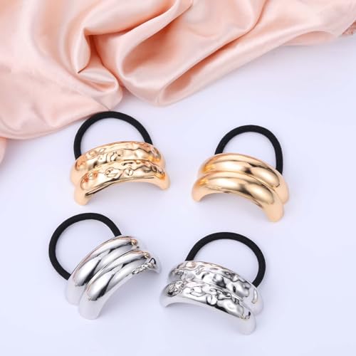 JIYIN 4 peças de laços de cabelo de metal, suportes de rabo de cavalo de metal, punhos de cabelo de
