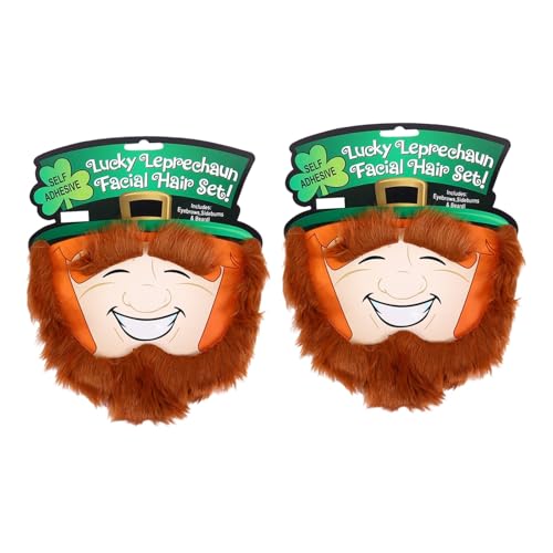 GALPADA 2 Piezas Barba de Papá Noel Disfraces para Adultos Pegatinas Decoraciones Hombres Bigote postizo decoración Fiesta Barba del día de San Patricio Bigotes de Fiesta Textil Orange