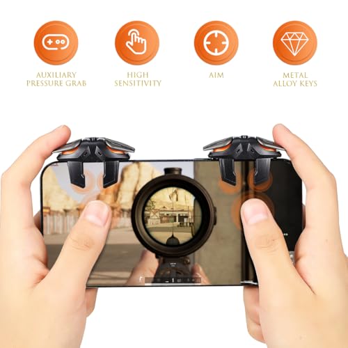 Image of UKCOCO Mobile Gaming Triggers - Cell Phone Game Controller with Aim FireTriggers with 2 Pcs Gloves - Mobile Triggers for Games and ShooterGame(1 Pair)